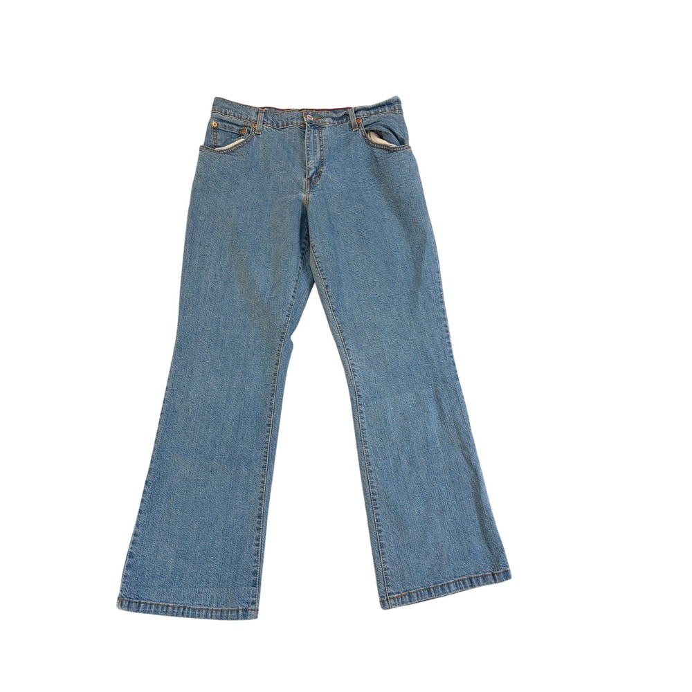 Levis 550 Relaxed Boot Cut Jeans Womens 12S Blue Denim Stretch Mid Rise 735L